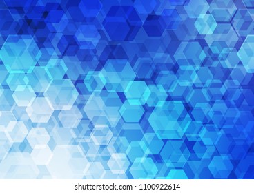 Light BLUE vector shining hexagonal template. Colorful illustration in abstract style with gradient. A completely new template for your business design.
