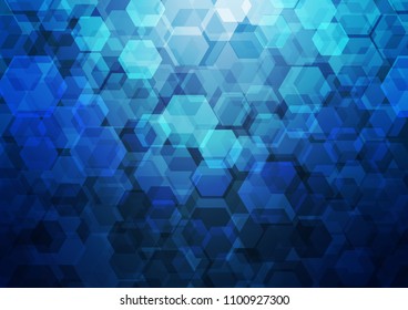 Light BLUE vector shining hexagonal pattern. Brand new colored illustration in blurry style with gradient. The elegant pattern can be used as part of a brand book.