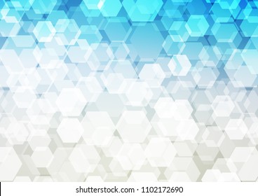 Light BLUE vector shining hexagonal pattern. Geometric illustration in Origami style with gradient.  A new texture for your design.