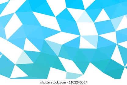 Light BLUE vector shining hexagonal shining triangular. Glitter abstract illustration with an elegant design. Triangular pattern for your business design.