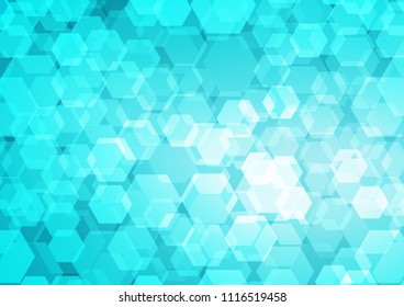 Light BLUE vector shining hexagonal template. Modern geometrical abstract illustration with gradient. The completely new template can be used for your brand book.