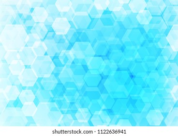 Light BLUE vector shining hexagonal pattern. Brand new colored illustration in blurry style with gradient. The polygonal design can be used for your web site.