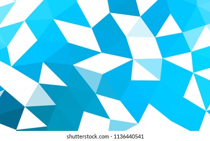 Light BLUE vector shining hexagonal shining triangular. Shining illustration, which consist of triangles. Brand new design for your business.