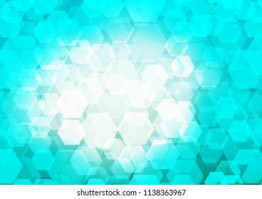 Light BLUE vector shining hexagonal template. A vague abstract illustration with gradient. hexagonal pattern for your business design.