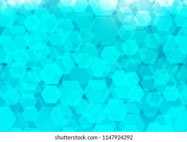 Light BLUE vector shining hexagonal pattern. An elegant bright illustration with gradient. A new texture for your design.