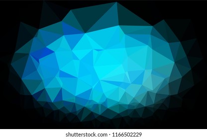 Light BLUE vector shining hexagonal background. Triangular geometric sample with gradient.  A completely new design for your business.