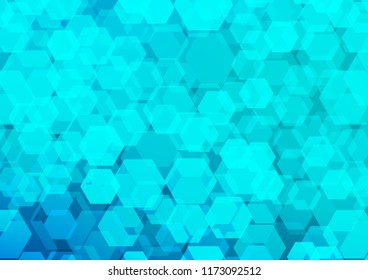 Light BLUE vector shining hexagonal template. Shining illustration, which consist of hexagons. The template can be used as a background for cell phones.