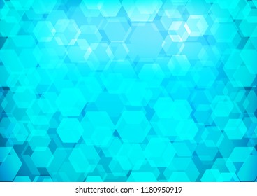 Light BLUE vector shining hexagonal background. An elegant bright illustration with gradient. hexagonal pattern for your business design.