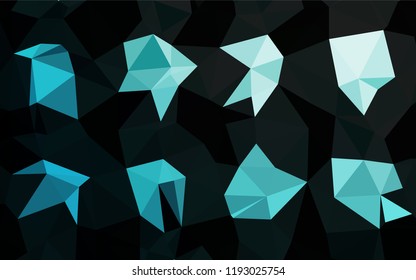 Light BLUE vector shining hexagonal pattern. Shining illustration, which consist of triangles. The completely new template can be used for your brand book.