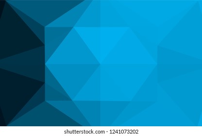 Light BLUE vector shining hexagonal template. Shining illustration, which consist of triangles. Brand new style for your business design.