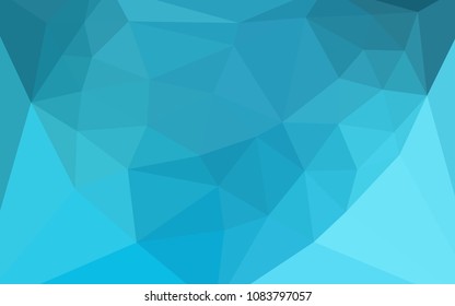 Light BLUE vector shining triangular cover with a heart in a centre. Colorful illustration with gradient. Brand new style for your business design.