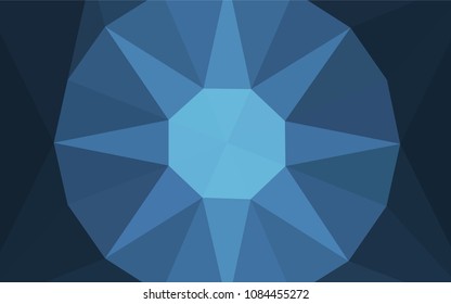 Light BLUE vector shining triangular cover with a gem in a centre. Illustration in Origami style with gradient. Brand new style for your business design.