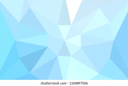 Light BLUE vector shining triangular cover with a gem in a centre. A sample with polygonal shapes. Triangular pattern for your design.