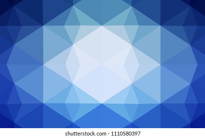 Light BLUE vector shining triangular cover. Triangular geometric sample with gradient.  The best triangular design for your business.