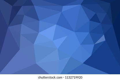 Light BLUE vector shining triangular cover with a heart in a centre. Shining colorful illustration with triangles. Completely new template for your banner.