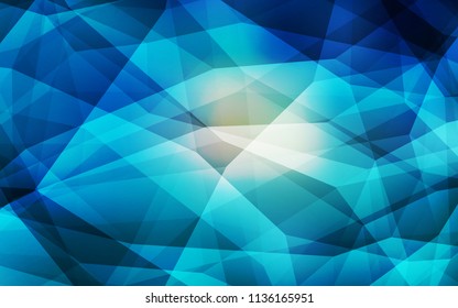 Light BLUE vector shining triangular cover. Geometric illustration in Origami style with gradient.  Textured pattern for your backgrounds.