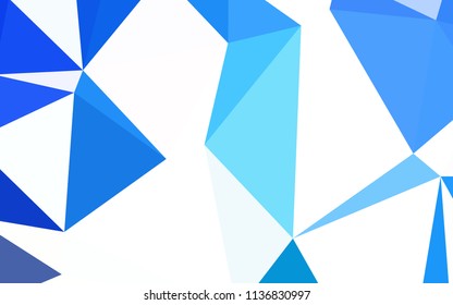 Light BLUE vector shining triangular layout. Shining polygonal illustration, which consist of triangles. A new texture for your web site.