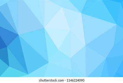 Light BLUE vector shining triangular cover. Geometric illustration in Origami style with gradient.  Brand new style for your business design.