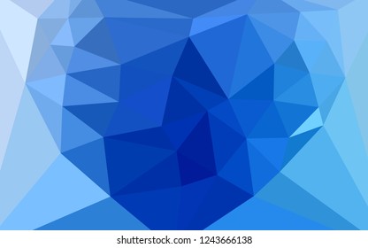 Light BLUE vector shining triangular backdrop with a heart in a centre. Colorful abstract illustration with triangles. Template for cell phone's backgrounds.