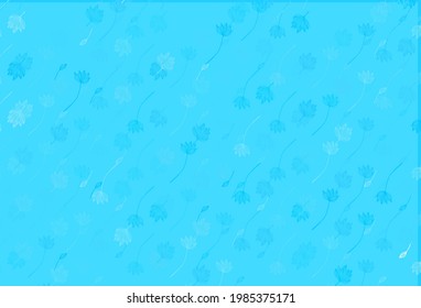 Light BLUE vector sketch backdrop. Shining colorful illustration with leaves in doodle style. The best blurred design for your business.