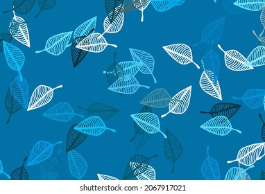Light BLUE vector sketch background. Sketchy doodles with colorful gradient leaves. The best blurred design for your business.