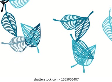 Light BLUE vector sketch layout. Colorful illustration in doodle style with leaves. Doodle design for your web site.