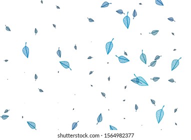 Light BLUE vector sketch layout. Doodle illustration of leaves in Origami style with gradient. A new texture for your design.