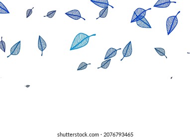 Light BLUE vector sketch pattern. Colorful illustration in doodle style with leaves. Hand painted design for web, leaflet, textile.