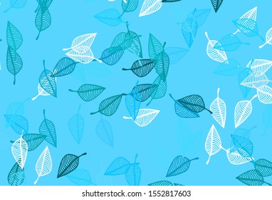 Light BLUE vector sketch texture. Glitter abstract illustration with leaves. Pattern for heads of websites and designs.