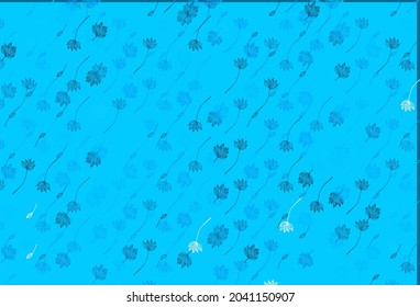 Light BLUE vector sketch texture. Decorative illustration with abstract colorful leaves. Pattern for wallpapers and coloring books.