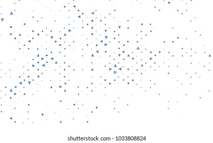 Light BLUE vector of small triangles on white background. Illustration of abstract texture of triangles. Pattern design for banner, poster, cover.