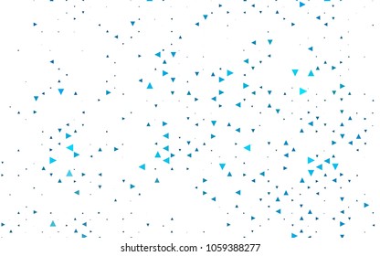 Light BLUE vector of small triangles on white background. Illustration of abstract texture of triangles. Pattern design for banner, poster, cover.