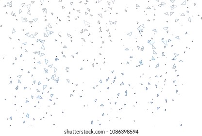 Light BLUE vector of small triangles on white background. Illustration of abstract texture of triangles. Pattern design for banner, poster, cover.