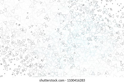 Light BLUE vector of small triangles on white background. Illustration of abstract texture of triangles. Pattern design for banner, poster, cover.