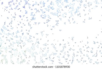 Light BLUE vector of small triangles on white background. Illustration of abstract texture of triangles. Pattern design for banner, poster, cover.