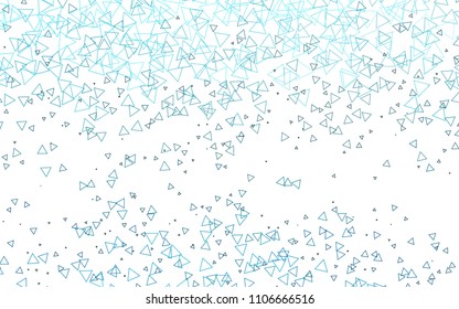 Light BLUE vector of small triangles on white background. Illustration of abstract texture of triangles. Pattern design for banner, poster, cover.