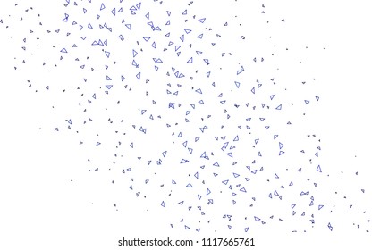 Light BLUE vector of small triangles on white background. Illustration of abstract texture of triangles. Pattern design for banner, poster, cover.