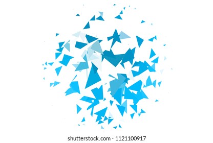 Light BLUE vector of small triangles on white background. Illustration of abstract texture of triangles. Pattern design for banner, poster, cover.