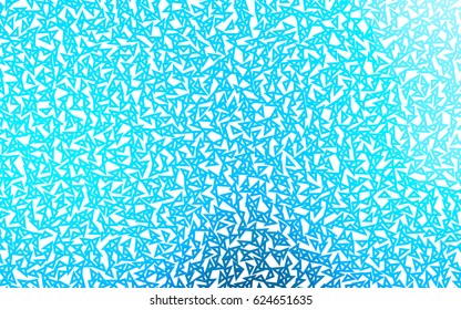 Light BLUE vector of small triangles on white background. Illustration of abstract texture of triangles. Pattern design for banner, poster, cover.