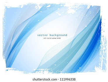 Light blue vector smooth modern wavy background with grungy border
