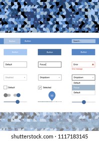 Light BLUE vector style guide with circles. Beautiful ui ux kit with colorful dots in its header. Simple colorful design for websites.