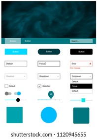 Light BLUE vector style guide with sky stars. Decorative ui kit design in abstract style with colorful sky. Simple colorful design for websites.