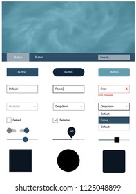 Light BLUE vector style guide with sky stars. Beautiful ui ux kit with colorful sky in its header. This template you can use for landing pages.