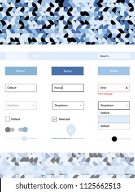 Light BLUE vector style guide with circles. Colorful ui/ux kit with header consisted of spheres. This sample is for your landing page.