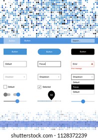 Light BLUE vector style guide with circles. Colorful ui/ux kit with header consisted of spheres. Modern template for your landing page.