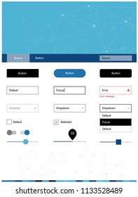 Light BLUE vector style guide with triangles, circles. Style guide with triangles, circles on abstract background. This template you can use for websites.