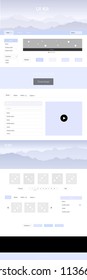 Light BLUE vector style guide with mountains. Modern Style guide with colorful gradient mountains in its header. This sample is for your tourist website.