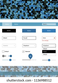 Light BLUE vector style guide with circles. Web ui kit with abstract gradient circles in its header. This template you can use for landing pages.