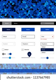 Light BLUE vector style guide with circles. Simple Material Design Kit with colorful dots in header. Simple colorful design for websites.