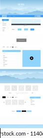 Light BLUE vector style guide with mountains. Colorful Style guide with mountains on abstract background. Beautiful layout for websites, landing pages.